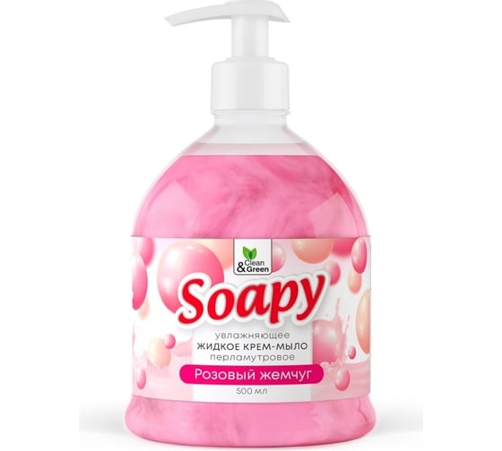 Прохим Крем-мыло жидкое с перламутром "Soapy" розовый жемчуг, увлажняющее, с дозатором, 500 мл CG8304 1