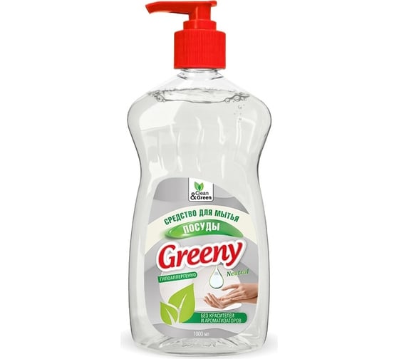 Средство для мытья посуды Прохим "Greeny" Neutral, с дозатором, 1000 мл CG8141 1