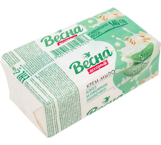 Мыло твердое ВЕСНА Ассорти, алоэ и овсяное молочко, 140 г 6210