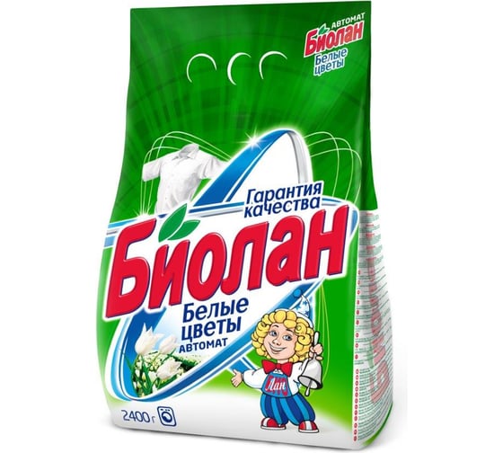 Стиральный порошок БИОЛАН Белые цветы Автомат 2.4 кг 6876 1