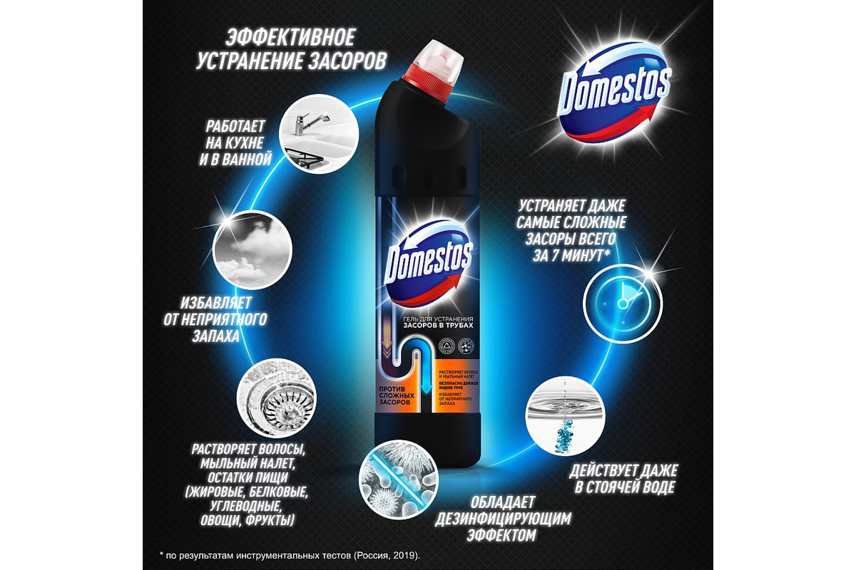 Средство для устранения засоров в трубах DOMESTOS 750 мл 68359748 ...