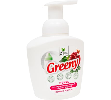 Пенка для мытья посуды, игрушек, овощей и фруктов Прохим "Greeny" нежный гранат, 400 мл CG8328