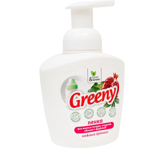 Пенка для мытья посуды, игрушек, овощей и фруктов Прохим "Greeny" нежный гранат, 400 мл CG8328 1