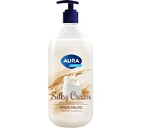 Крем-мыло AURA Шелк и рисовое молочко Silky Cream флакон/дозатор, 1000 мл 1968595