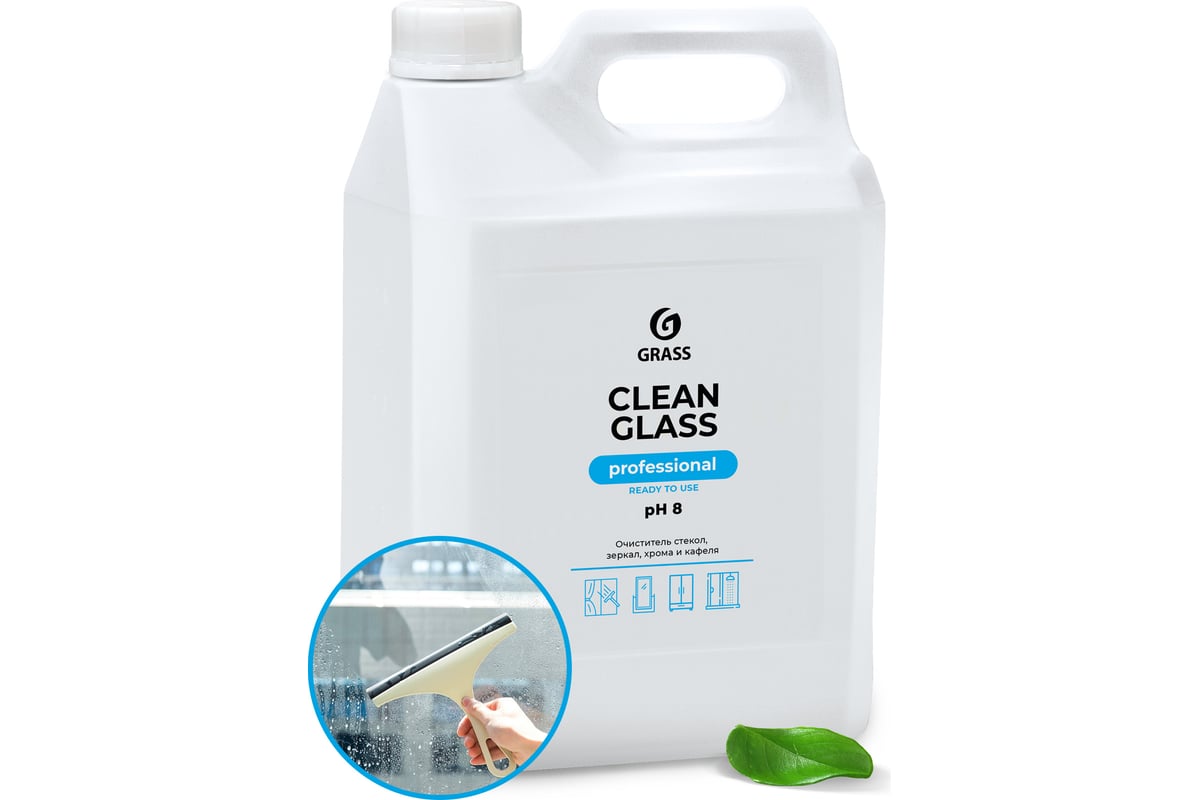 Средство для очистки стекол и зеркал Grass Clean Glass Professional 5 л  125572 - выгодная цена, отзывы, характеристики, 1 видео, фото - купить в  Москве и РФ