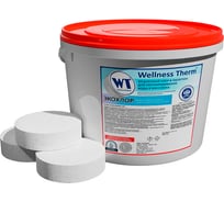 Медленный хлор в таблетках Wellness therm ЭКОХЛОР для обеззараживания воды в бассейнах 5 кг (200г) 877475