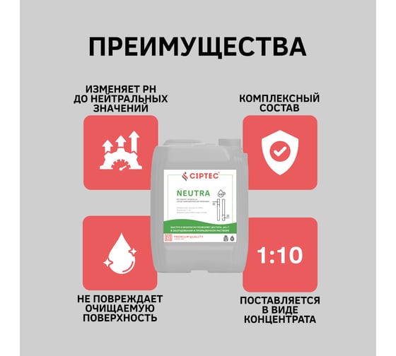 Средство для нейтрализации кислотности после химической очистки CIPTEC Средство NEUTRA 19 л (21 кг) ciptecneutra19