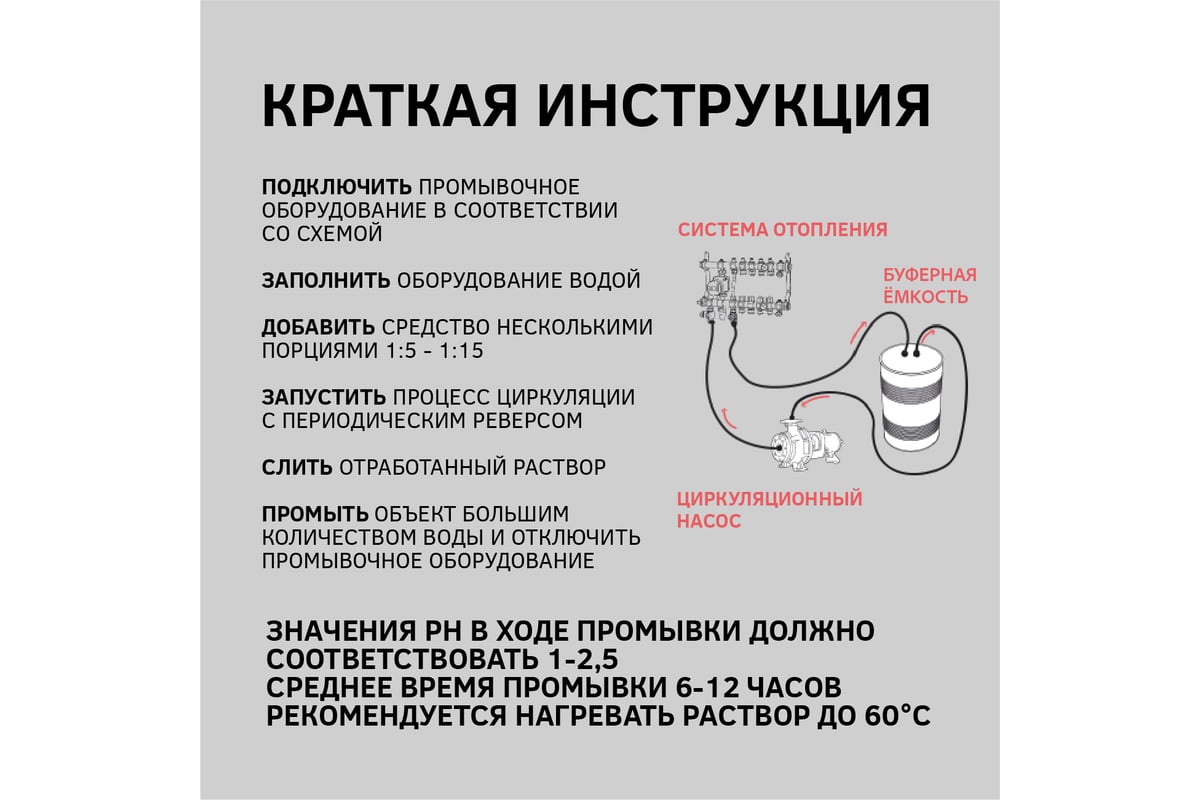 Средство CIPTEC WATER SYSTEM (AISI/AI) для промывки системы отопления с  элементами из алюминия и нержавеющих сталей от комплексных отложений,  накипи и ...