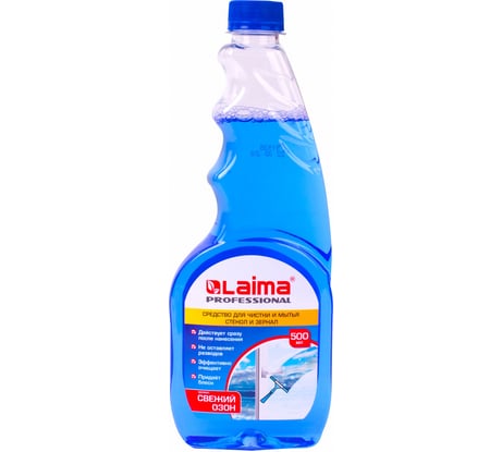 Средство для мытья стекол и зеркал LAIMA 500мл PROFESSIONAL сменный блок арт. 606739