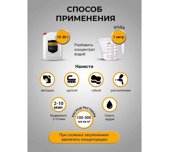 Усиленное моющее средство для очистки и обезжиривания поверхностей из чёрного металла GREDORS CM-E, 20 кг 103148