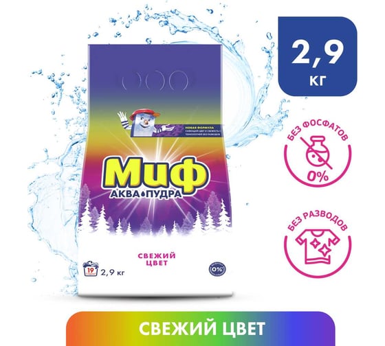 Стиральный порошок МИФ Автомат Свежий Цвет 19 стирок 2,9 кг 0001003749