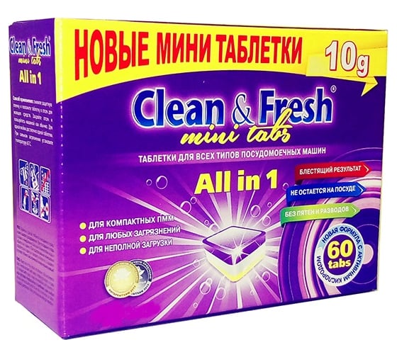 Таблетки для посудомоечных машин Lotta Clean&Fresh Allin1 mini tabs mega 60 шт 4660002311113 1