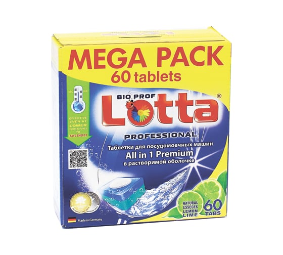 Таблетки для посудомоечных машин Lotta Allin1 MEGA PACK растворимая, 60 шт 4660002310758 1