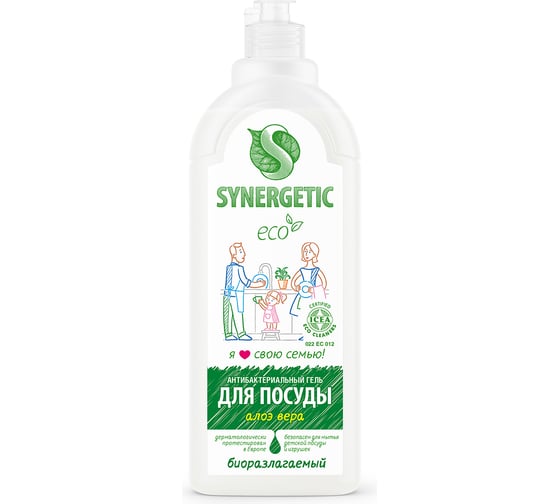 Концентрированное средство для мытья посуды и фруктов SYNERGETIC АЛОЭ флакон, 1 л 4623721671470 103103 103103/8 1