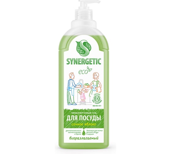 Концентрированное средство для мытья посуды и фруктов Synergetic Яблоко флакон, 1 л 4623721671456 103102/8