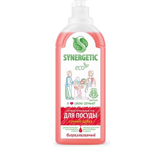 Средство для мытья посуды SYNERGETIC АРБУЗ флакон дозатор, 1л 4623722258298 103104 103104/8