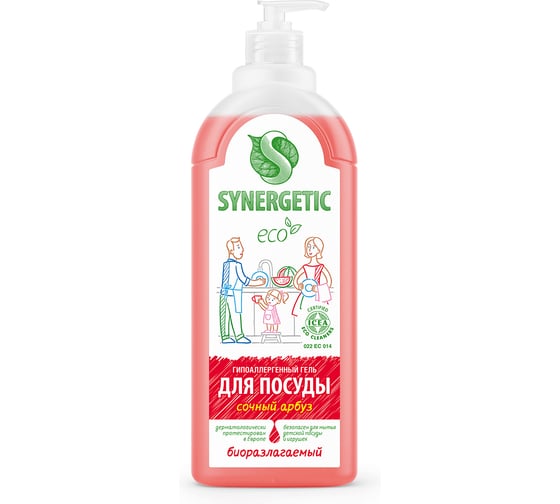 Средство для мытья посуды SYNERGETIC АРБУЗ флакон дозатор, 1л 4623722258298 103104 103104/8