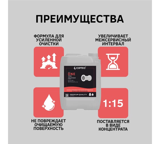 Средство CIPTEC ONE STRONG для промывки сильнозагрязненных теплообменников и котлов из цветных и чёрных металлов от комплексных отложений, накипи и ржавчины, 19 л. (23кг.) cipteconestrong19