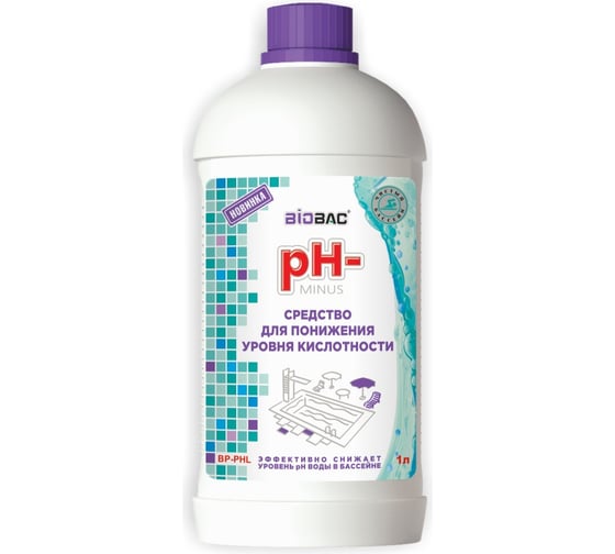 Средство BIOBAC PH-Пул минус для бассейнов, 1л BP-PHL
