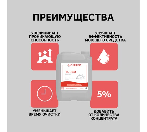 Средство CIPTEC TURBO усилитель реагентов для промывки котлов и теплообменников, 5 л. (5,5 кг.) turbo5  ciptecturbo5