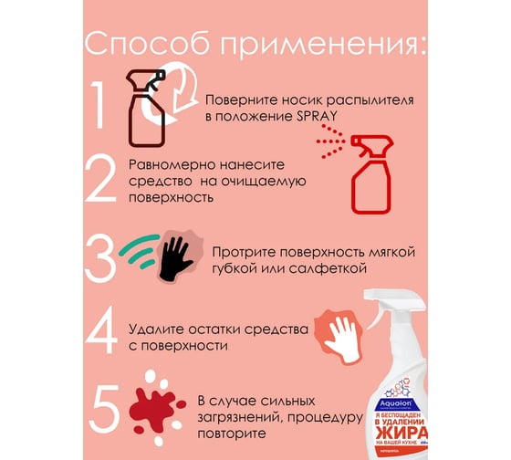 Очиститель для кухонных плит, духовых шкафов, грилей, вытяжек AQUALON 650 мл, жироудалитель, 207085