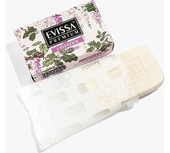Мыло туалетное EVISSА PREMIUM Лаванда в картонной коробке (флоупак), 150гр М6531