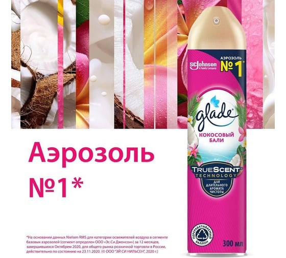 Аэрозоль GLADE Кокосовый Бали 300 мл, RU 864946