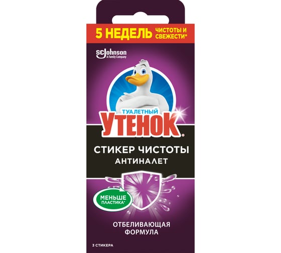 Средство для очистки унитаза ТУАЛЕТНЫЙ УТЕНОК Стикер чистоты Антиналет, 3шт х 10 г 359000