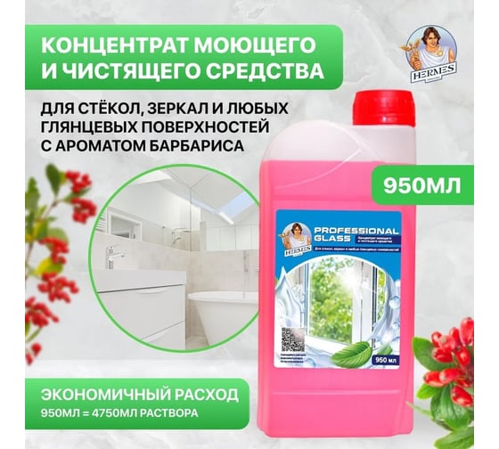 Средство для очистки стекол и зеркал Hermes industry Professional Glass Барбарис, концентрат GC0010224