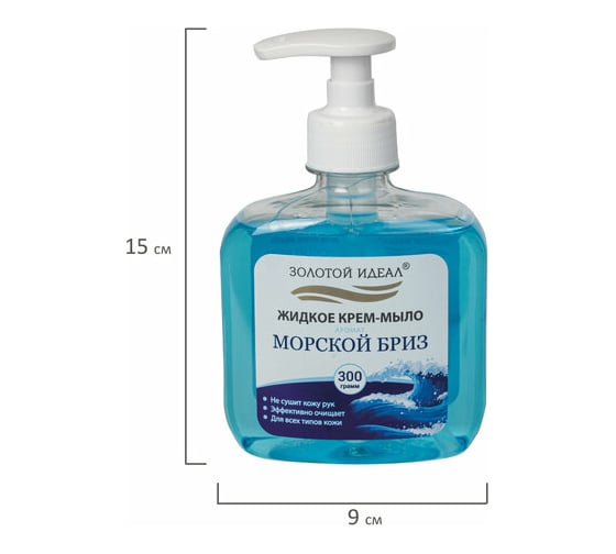 Мыло-крем жидкое Золотой идеал 300г "Морской бриз" дозатор  606779