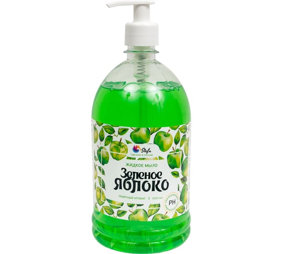 Жидкое мыло Stefa Зеленое яблоко 1 л, с дозатором, Стандарт БХ-0053/12