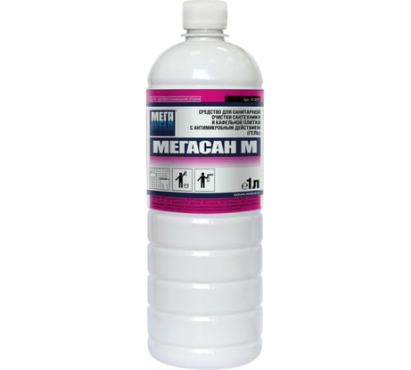 Средство для санитарной очистки сантехники и кафельной плитки Мега САН М 1 л гель К-321