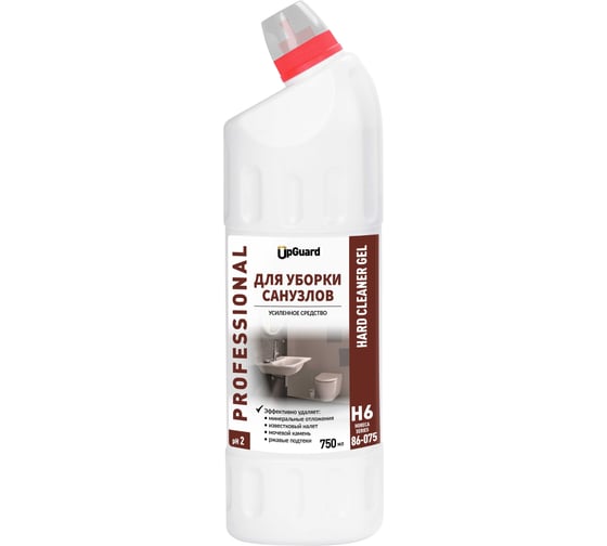 Усиленный кислотный гель от ржавчины, цементного раствора и прочих минеральных отложений UPGUARD H6 HARD CLEANER GEL 750 мл 86-075