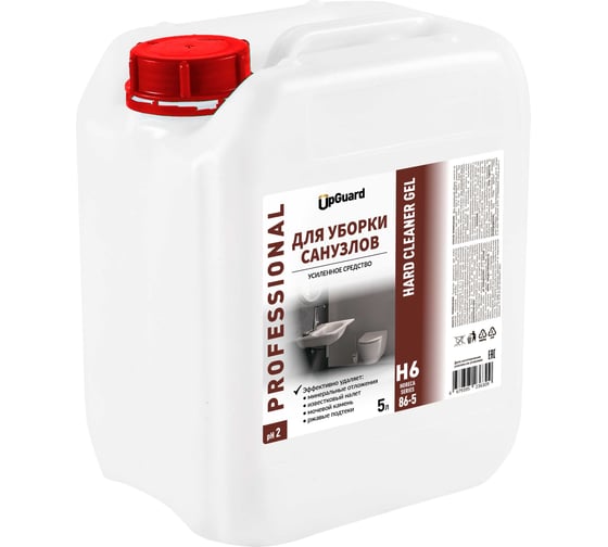 Усиленный кислотный гель от ржавчины, цементного раствора и прочих минеральных отложений UPGUARD H6 HARD CLEANER GEL 5 л 86-5