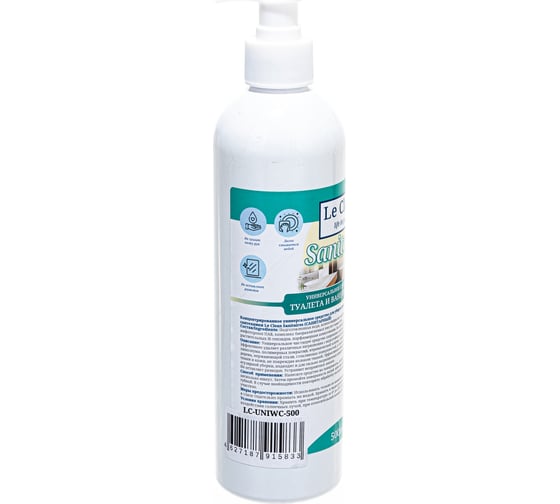 Универсальное средство для уборки туалета и ванной сантехники Le Clean Sanitaires 500 ml LC UNIWC500