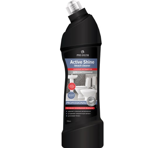 Усиленный чистящий гель для сантехники Pro-BriteActive Shine bleach cleaner цветочная свежесть 0.75л 1575-075 1