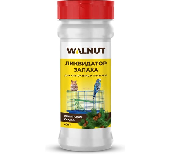 Ликвидатор запаха для клеток птиц и грызунов WALNUT Сибирская сосна 400 г WLN0778 1