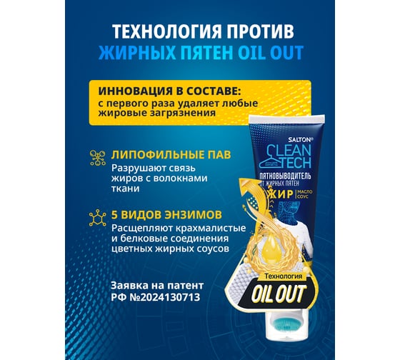 Пятновыводитель от жирных пятен SALTON CleanTech 120 мл (12) ЮНК SCT0012