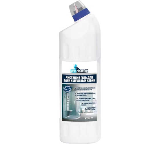 Гель для акриловых ванн и душевых кабин PROcleaning ACRYLYC CLEANER GEL 750мл 342-075 1