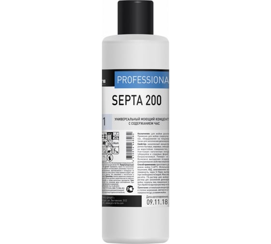 Универсальный моющий концентрат Pro-Brite Septa 200 с содержанием ЧАС, 1 л 191-1 1