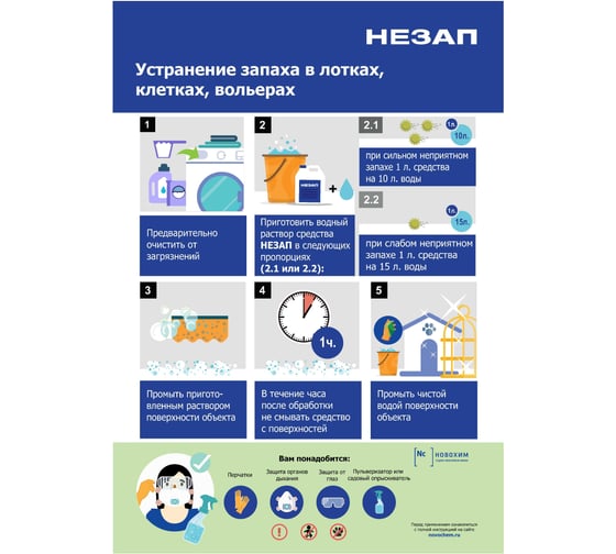 Поглотитель запаха Новохим для обработки подвальных помещений, выгребных ям, мусорных куч, сельских туалетов и мест содержания животных НЕЗАП.1л НЕЗАП 1