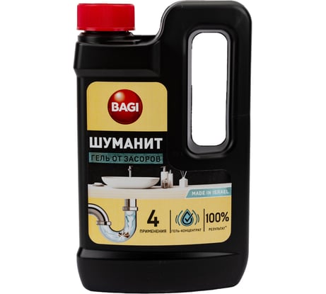 Гелеобразное средство для профилактики и устранения сложных засоров в раковинах, ваннах, унитазах Bagi Шуманит 450 мл 1015024170