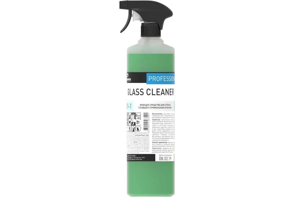 Средство универсальное для стёкол и зеркал GLASS CLEANER, 1 л, 1/10, PRO-BRITE