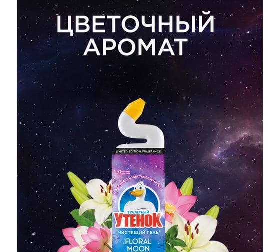 Набор из средств для унитаза ТУАЛЕТНЫЙ УТЕНОК Чистящее средство для унитаза "Floral Moon", 800 мл 2 шт в упаковке 864907