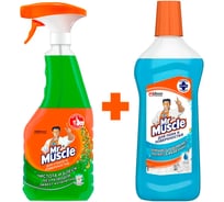 Набор МИСТЕР МУСКУЛ Mr Muscle для стекол Утренняя Роса триггер 530 мл + для пола После дождя 500 мл 865204
