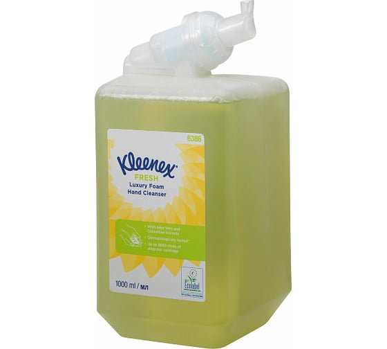 Жидкое пенное мыло Kimberly-Clark Kleenex Botanics Luxury Foam Hand Wash картридж, зеленый, 1 л 6386 1
