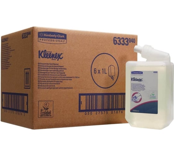 Жидкое мыло для рук для частого использования Kimberly-Clark Kleenex картридж, прозрачный, 1 л 6333