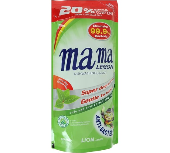 Гель для мытья посуды Mama Lemon Green Tea Fragrance Зеленый чай 600 мл 8888300463365 1