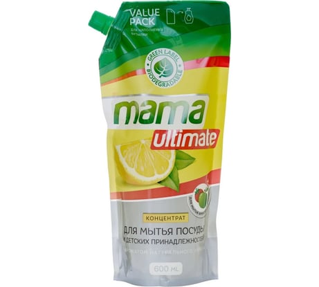 Концентрат для мытья посуды Mama Ultimate Лимон Запаска 600 мл 8809193043618