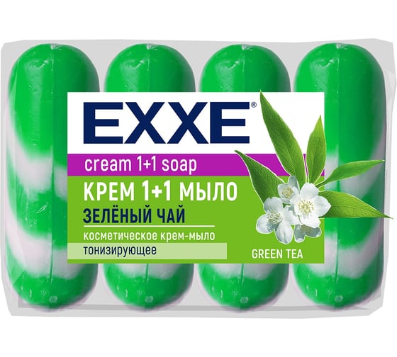 Туалетное крем-мыло Exxe 1+1 Зеленый чай, 4 шт x 75 г 275906